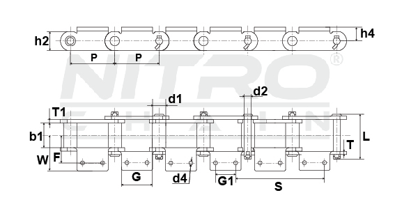 NITRO® SS102B Steel Bushed Chain, A2 Attachment Every Link X 10ft